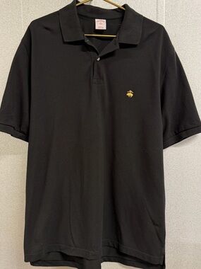 Brooks Brothers 346 Black Polo Shirt XL Gold Logo